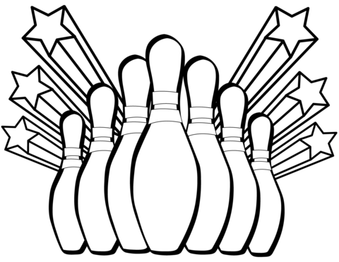 Bowling Pins And Stars Coloring Page